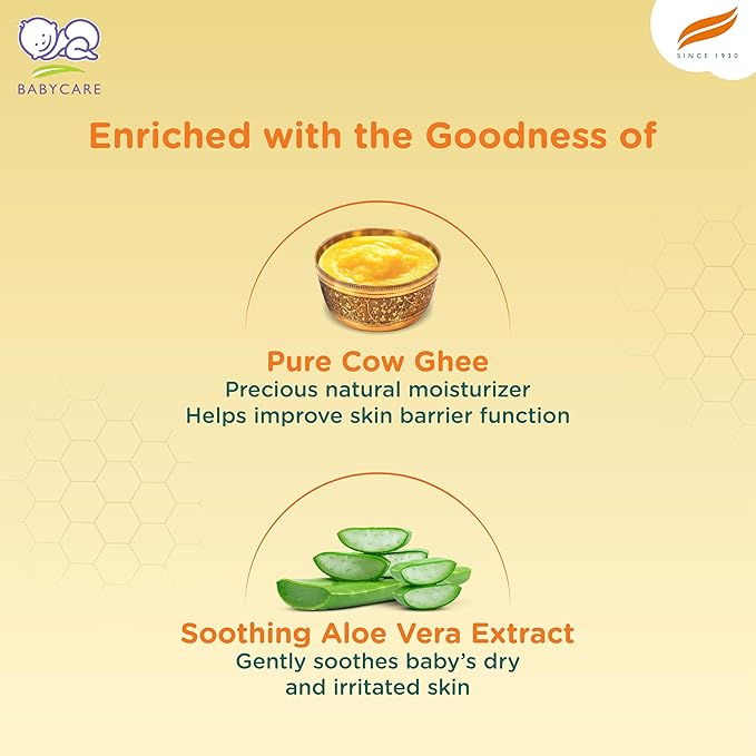 Himalaya Baby Cream with Pure Cow Ghee & pH 5.5, 200ml, Moisturizes & Nourishes All Day, For Dry & Sensitive Skin