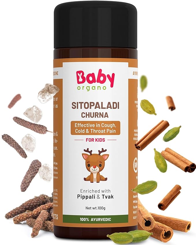 BabyOrgano Sitopaladi Churna for Kids (1–15 Years) – Natural Remedy for Cough, Cold, Sore Throat & Digestive Wellness – 100g