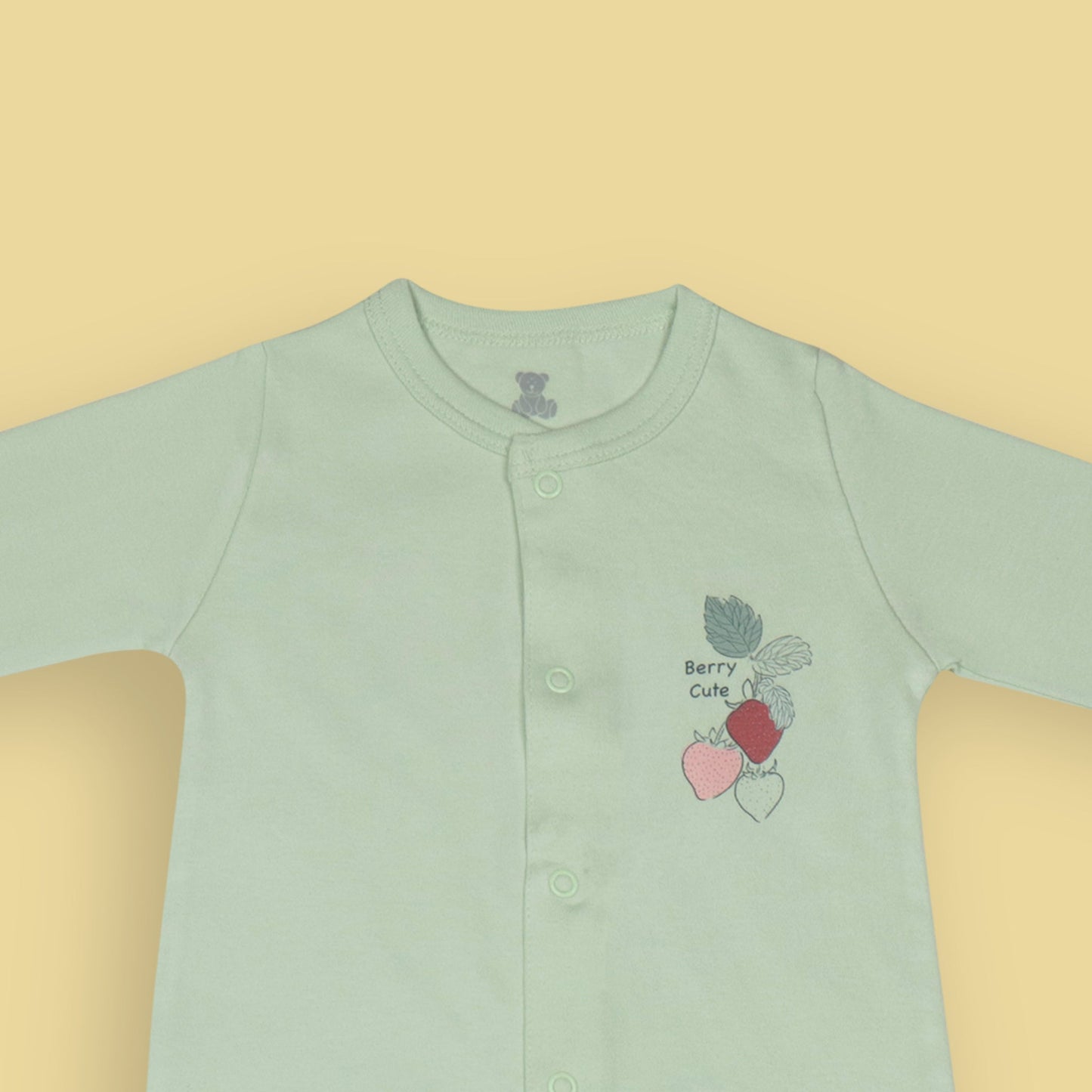3-Piece Strawberry Print Romper Bundle – Green (Placement Print), Off White & Pink (All-Over Print) for Sweet & Cool Style
