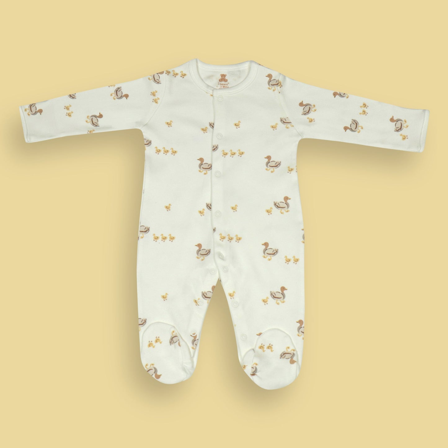 Pack of 2 Quack-tastic Cotton Bodysuits – Off White All-Over Duck Parade & Brown with Cheeky Duck Print