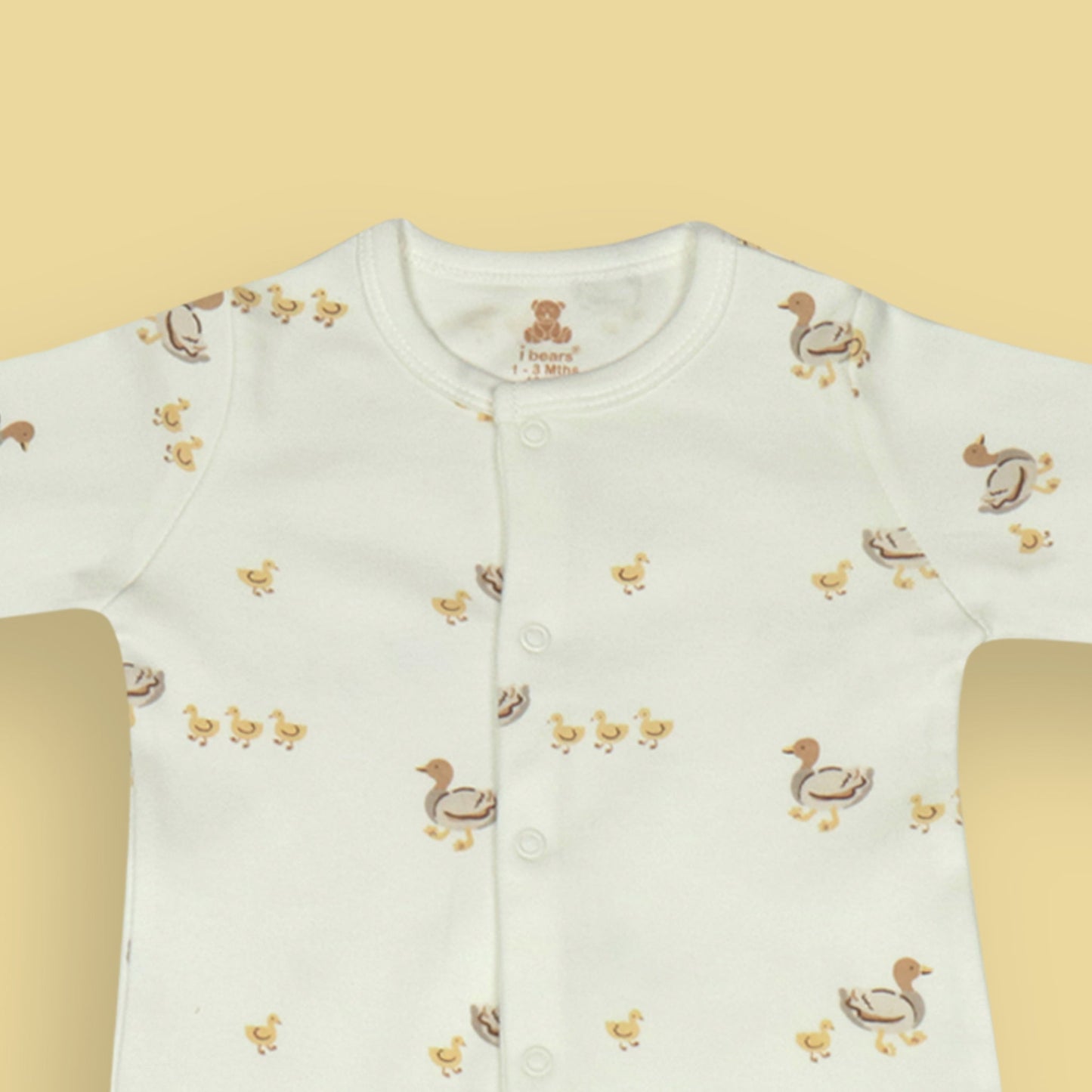Pack of 2 Quack-tastic Cotton Bodysuits – Off White All-Over Duck Parade & Brown with Cheeky Duck Print