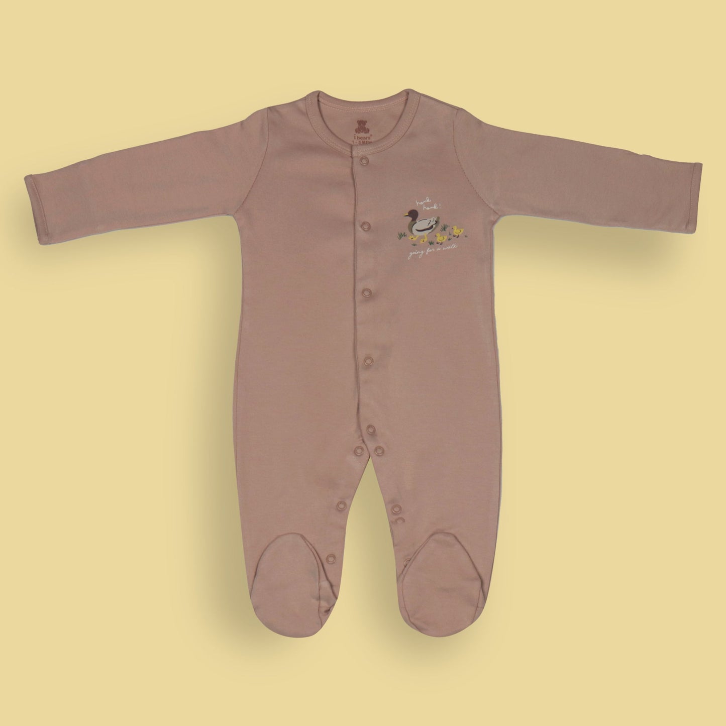 Pack of 2 Quack-tastic Cotton Bodysuits – Off White All-Over Duck Parade & Brown with Cheeky Duck Print