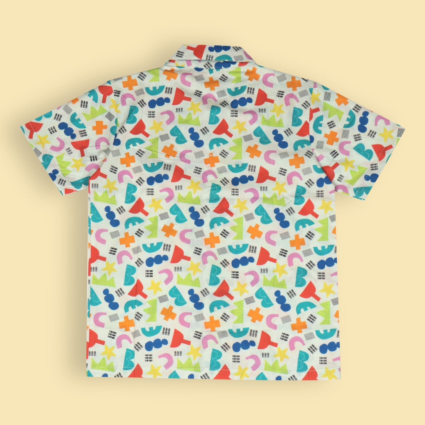 Boys’ Cozy Star Print Pyjama Set – Multi-Color Cotton Collar Shirt with Front Buttons & Full-Length Pants