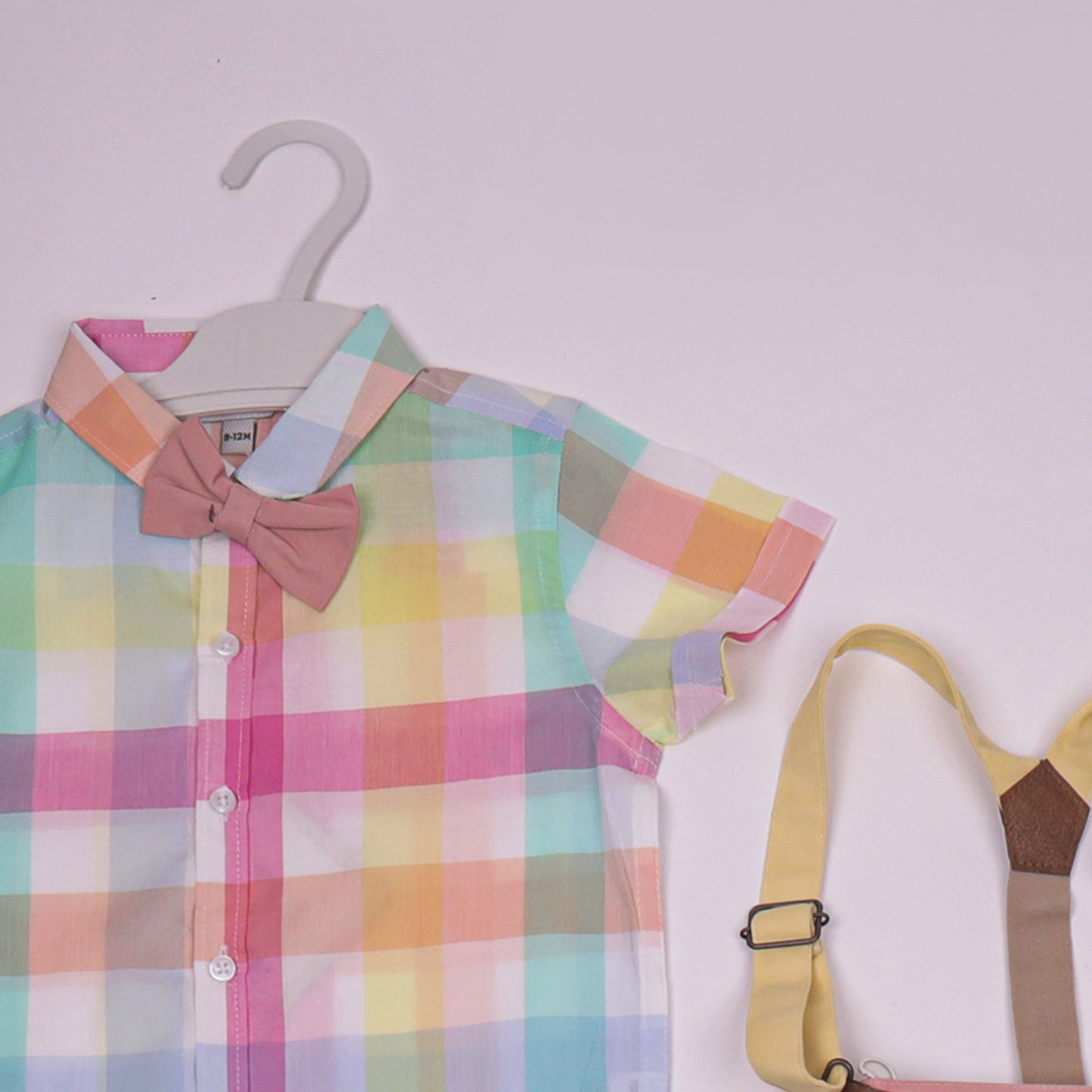 Toffyhouse Boys Multi-Color Cotton Blend Shirt & Knee-Length Shorts Set with Bow
