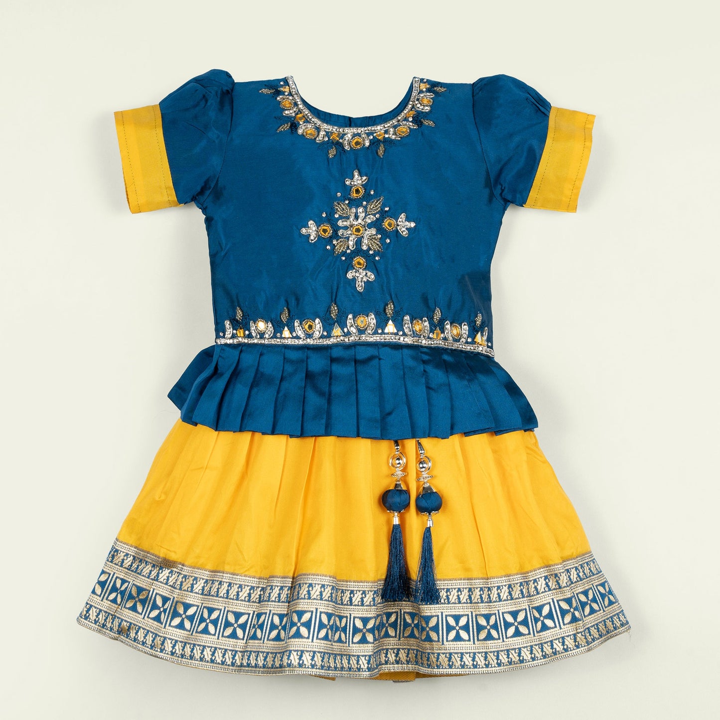 Twinkling Tides: Girl Wear Multicolor Embroidered Lehenga Choli with Rhinestones & Sugar Beads