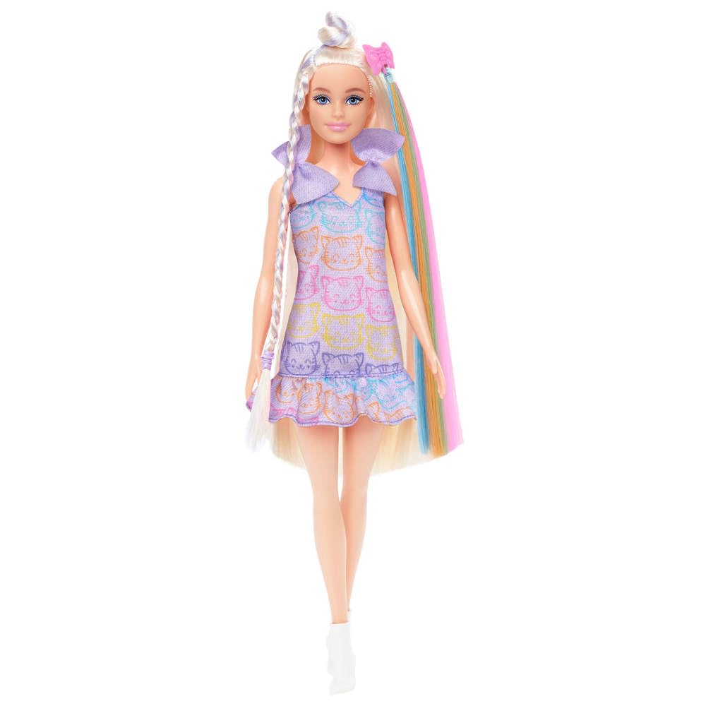 Barbie Fun & Fancy Doll – Blonde with Extra-Long Hair, Silver Dress & Hair Extension, 2 Fashion Looks, Accessories Included