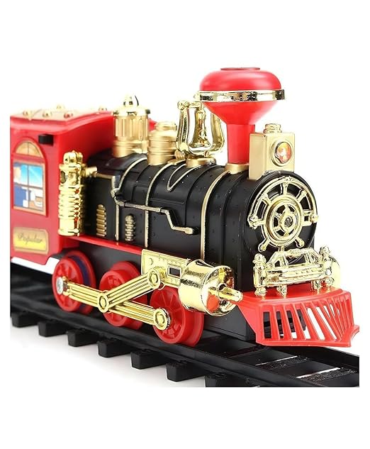 ToyBoi Chu Chu Toy Train Set with Long Track Realistic Smoke & Sound Effects Battery Operated Built-in Flashlight Circular Track System Immersive Play for Kids Educational Fun