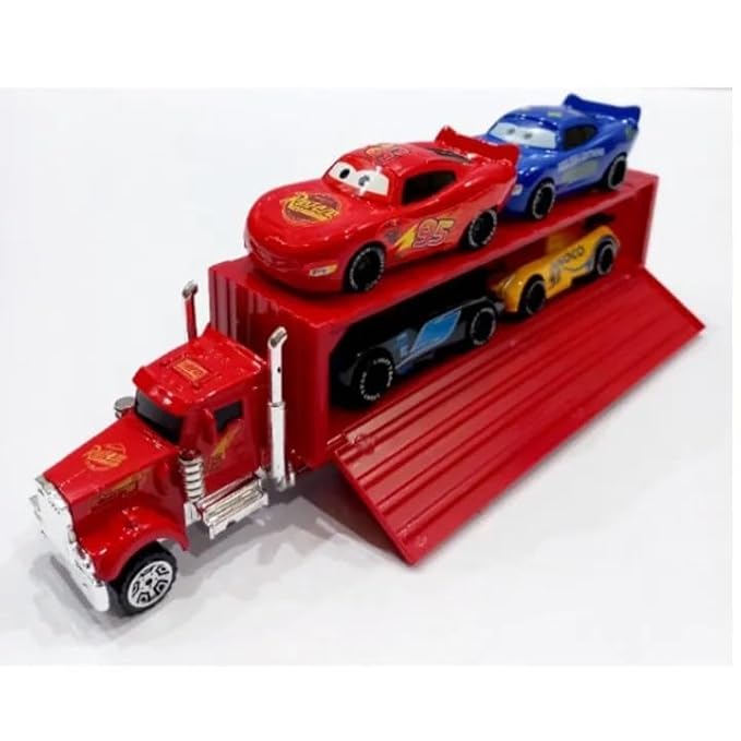Die Cast Racers Series Metal Car Vehicles Play Set for Kids (4 Cars with Truck)
