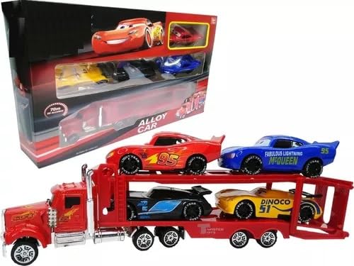 Die Cast Racers Series Metal Car Vehicles Play Set for Kids (4 Cars with Truck)
