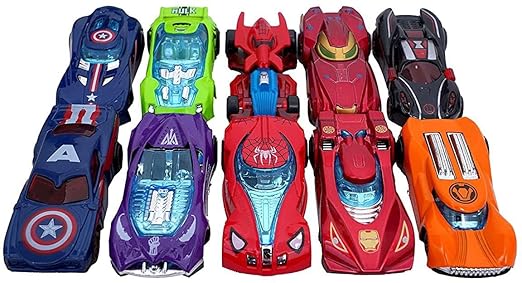 Avengers Metal Die Cast Character Car Push and Go Mini Cars for Kids Pack of 10
