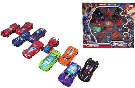 Avengers Metal Die Cast Character Car Push and Go Mini Cars for Kids Pack of 10