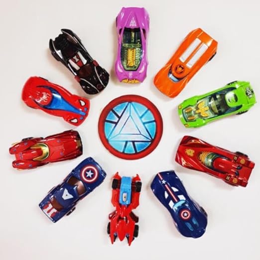 Avengers Metal Die Cast Character Car Push and Go Mini Cars for Kids Pack of 10