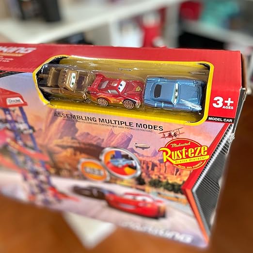 4 Floor Parking Set with Elevator Traffic Signs and Car Develops Manual Abilities for Toddlers Age 3 and up(3 mini Cars)
