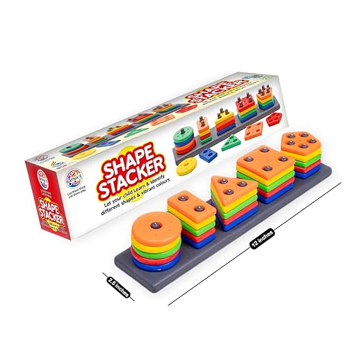 Ratna's Shape Stacker Geometric Blocks Stacker Shape Sorter Column Puzzle Stacking Set for Kids