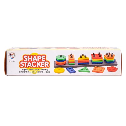 Ratna's Shape Stacker Geometric Blocks Stacker Shape Sorter Column Puzzle Stacking Set for Kids