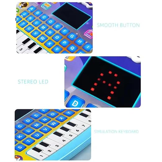 Kid Educational Computer with Piano/Tablet Toddler Learning Pad Interactive Toy with Screen -Educational Toys Fun Gifts -Music/Piano/ABC/Numbers/Words/Spell/Animals - for Boys&Girls 3