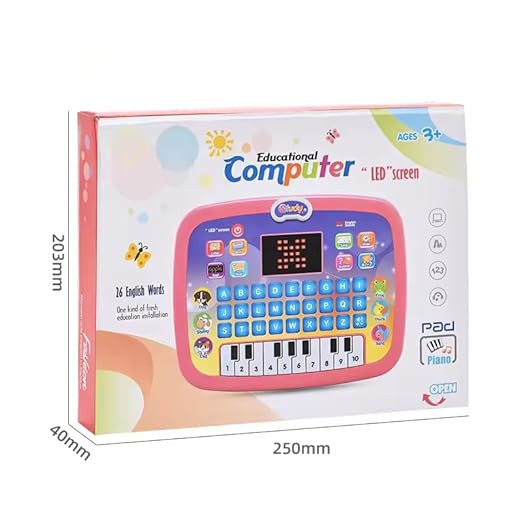 Kid Educational Computer with Piano/Tablet Toddler Learning Pad Interactive Toy with Screen -Educational Toys Fun Gifts -Music/Piano/ABC/Numbers/Words/Spell/Animals - for Boys&Girls 3