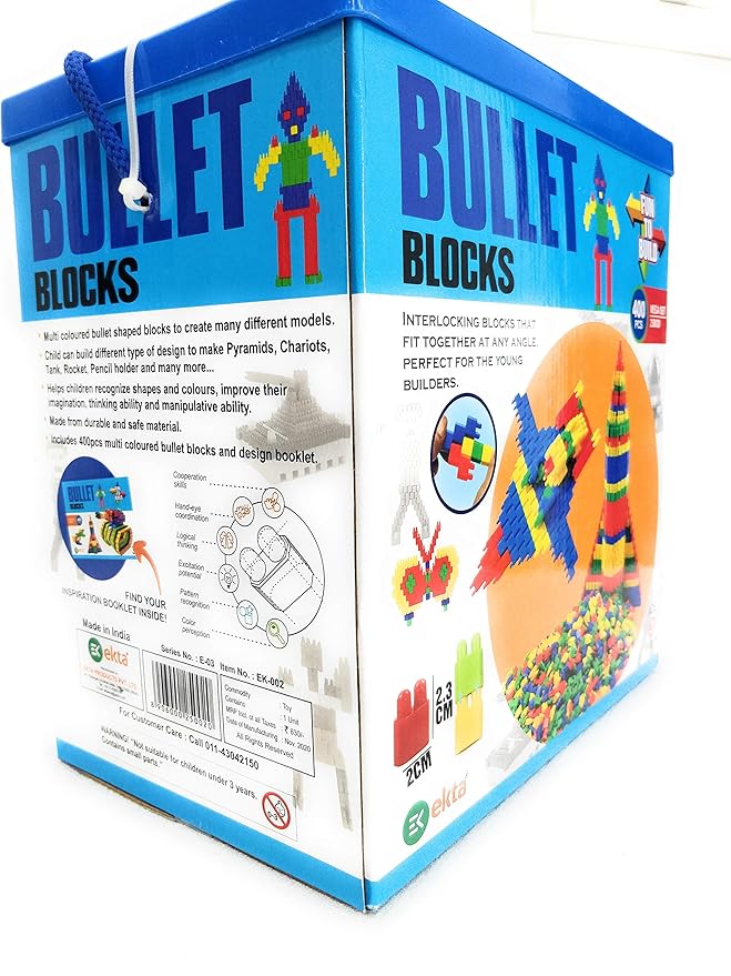 EKTA Bullet Blocks 400PCS – Creative Building Set for Kids | Colorful, Safe & Educational Fun