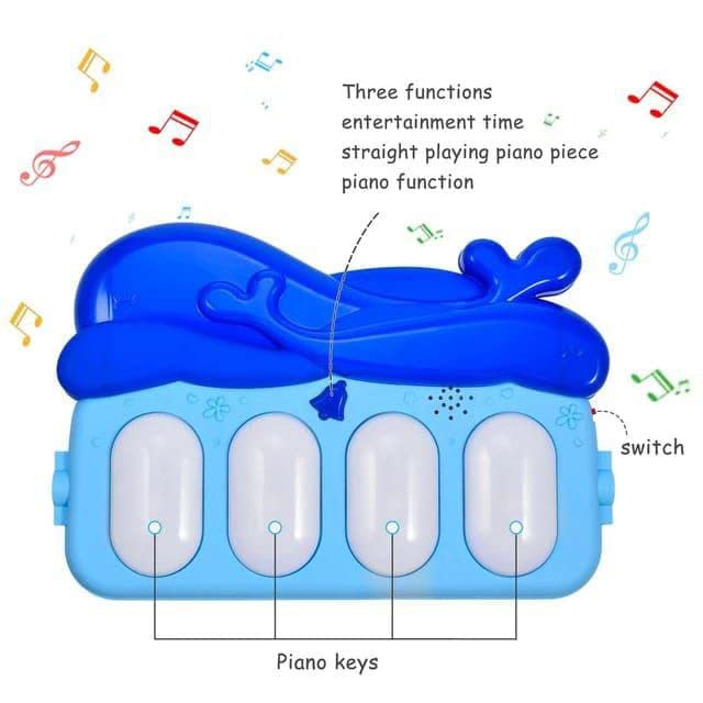 Baby Gym Piano Play Mat for Babies Baby Play MatPlay mats for Kids Baby CarpetPlay mat Crawling Baby with Hanging Rattles Toys (Blue-Multi Baby Gym Piano)