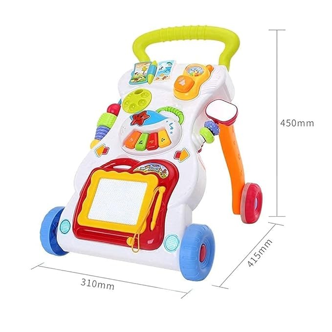 Kid Toy Children Musical Walker Push & Pull Toy for Toddlers & Kids Baby Activity Walker Toy Comes with Two Patterns Sit and Play Stand and Walk (Multi)