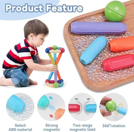 36 Pcs Magnetic Sticks Building Blocks for Kids Toys for Girls Magnetic Toys for Boys Age 3Year Educational Stem Learning Magnet Stick with Balls Game (M17)