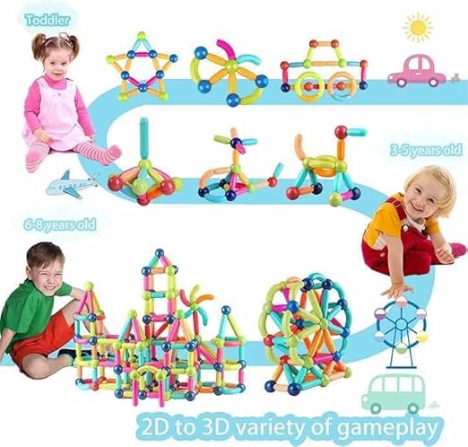 36 Pcs Magnetic Sticks Building Blocks for Kids Toys for Girls Magnetic Toys for Boys Age 3Year Educational Stem Learning Magnet Stick with Balls Game (M17)