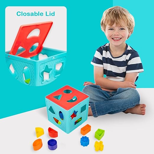 RATNA'S Shape Sorter Cube Senior with 18 Colourful Shapes Learning & Educational Toys for Toddlers (Multi Colors)