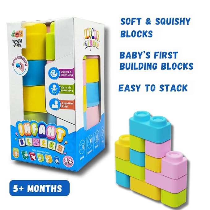 12-Piece Soft Montessori Blocks for Early Development & Sensory Exploration