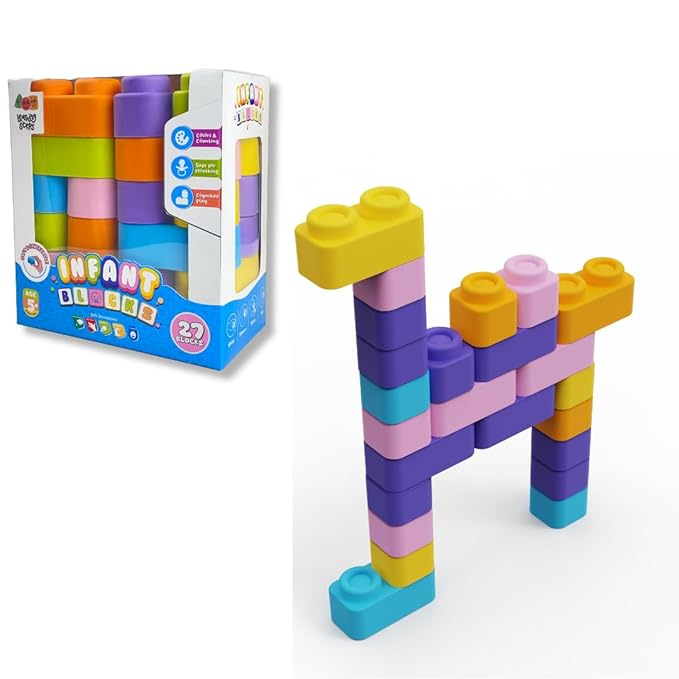 Learning Steps - Infant Blocks-3 Montesorri Toys for Babies Early Development Soft Building Blocks Block Sets Colors and Counting Premium Blocks Stack Toy Toddler Block Toys