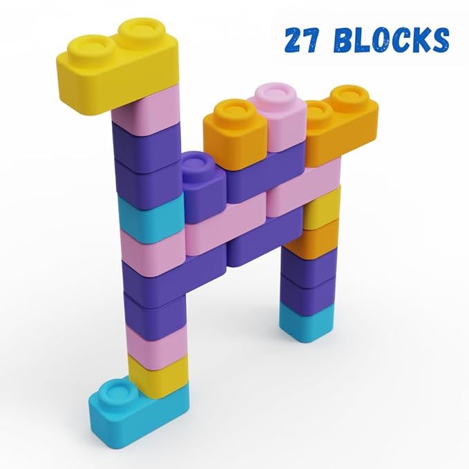 Learning Steps - Infant Blocks-3 Montesorri Toys for Babies Early Development Soft Building Blocks Block Sets Colors and Counting Premium Blocks Stack Toy Toddler Block Toys
