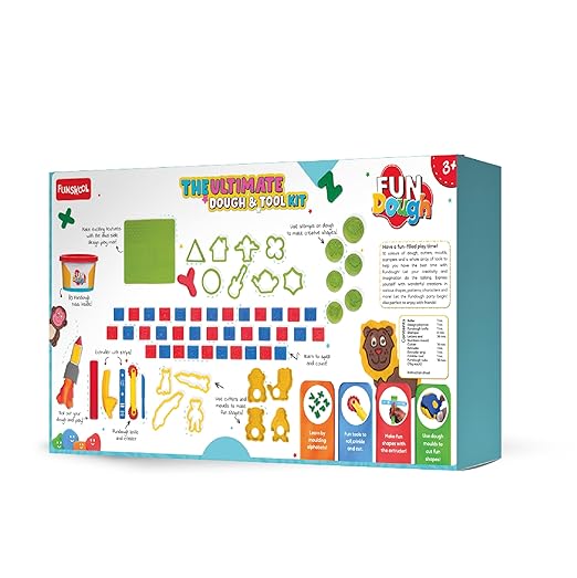 Fundough Funskool Playset Ultimate Dough and Tool Kit enhances Creativity and Imagination Make Various Shapes Patterns and Characters Multicolour Dough Toy Shaping Sculpting 3 Years