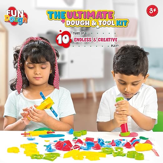 Fundough Funskool Playset Ultimate Dough and Tool Kit enhances Creativity and Imagination Make Various Shapes Patterns and Characters Multicolour Dough Toy Shaping Sculpting 3 Years