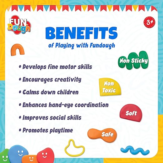 Fundough Funskool Playset Ultimate Dough and Tool Kit enhances Creativity and Imagination Make Various Shapes Patterns and Characters Multicolour Dough Toy Shaping Sculpting 3 Years