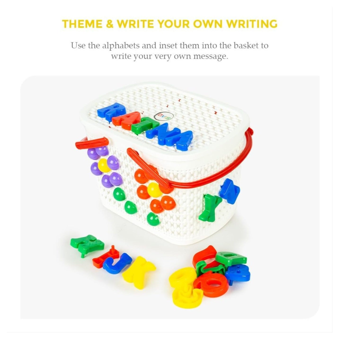 RATNA'S Creative Basket with Colorful Pegs & Alphabets to Create Various Designs & Patterns Educational DIY Kit for Kids 4 Years
