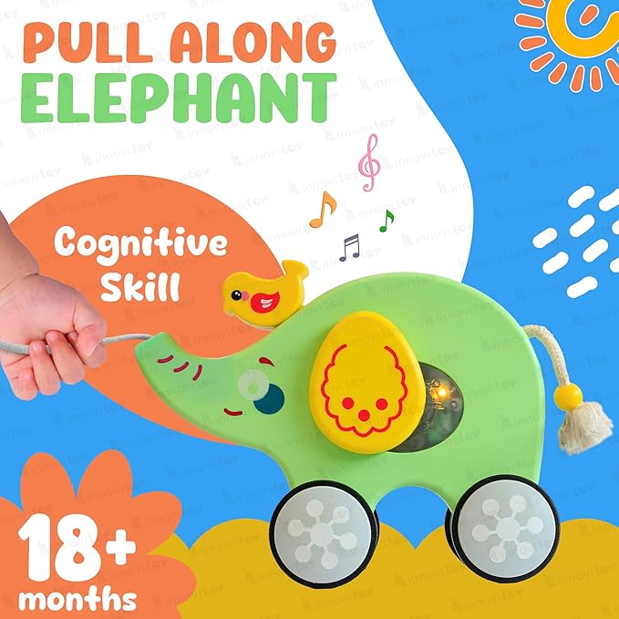 innovitoy Pull Along Elephant Baby Toys 6-12 Months