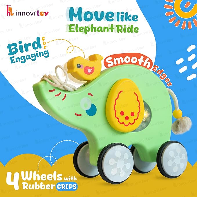 innovitoy Pull Along Elephant Baby Toys 6-12 Months
