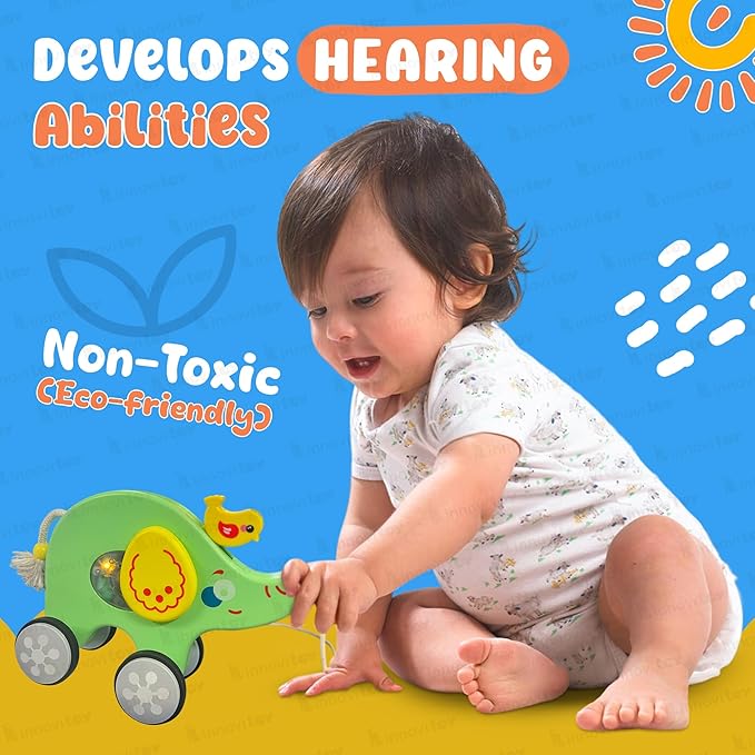 innovitoy Pull Along Elephant Baby Toys 6-12 Months