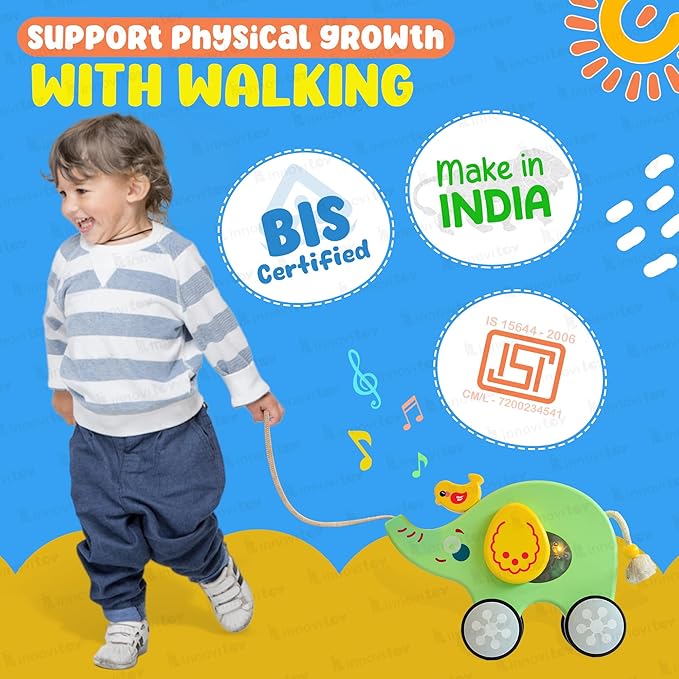 innovitoy Pull Along Elephant Baby Toys 6-12 Months