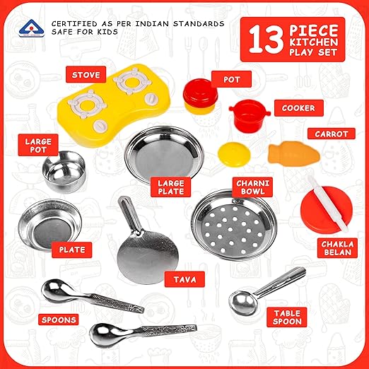 Kitchen Set for Kids.A Perfect Roleplay Pretend Play Kitchen Play Set for Kids (Vessels Kitchen Set)