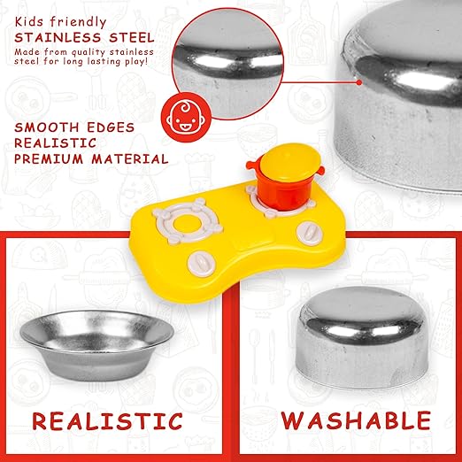 Kitchen Set for Kids.A Perfect Roleplay Pretend Play Kitchen Play Set for Kids (Vessels Kitchen Set)