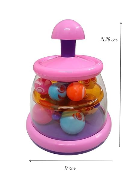 Push 'N' Spin Ball Spinner for Kids Kids Interactive Toy with Colourful Spinning Balls Toddler Toy Learning Activity Multicolour H - 21.25 cm Age 6 Month