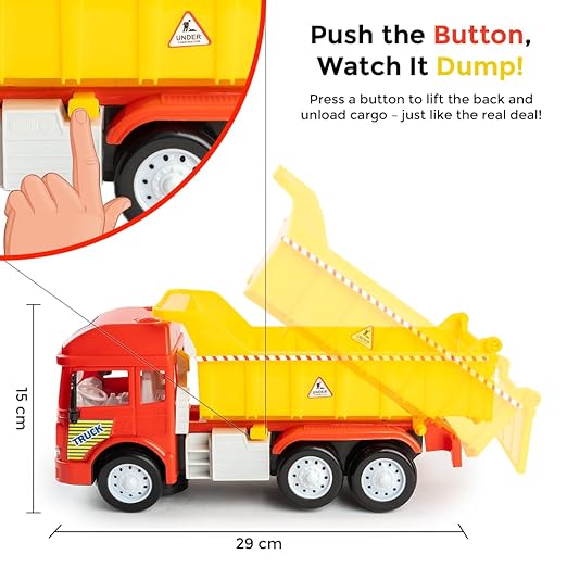 RATNA'S Electronic Dumper Truck Toy Self-Moving with Lights and Sounds 29 cm Big Size Plastic Construction Toy Vehicle for Kids to Play