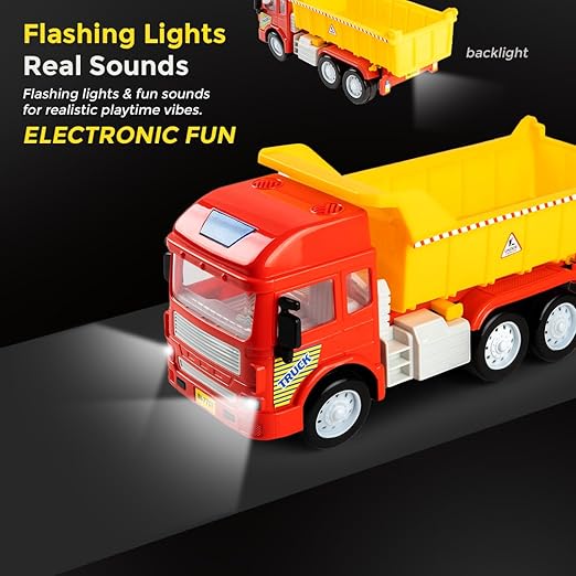 RATNA'S Electronic Dumper Truck Toy Self-Moving with Lights and Sounds 29 cm Big Size Plastic Construction Toy Vehicle for Kids to Play