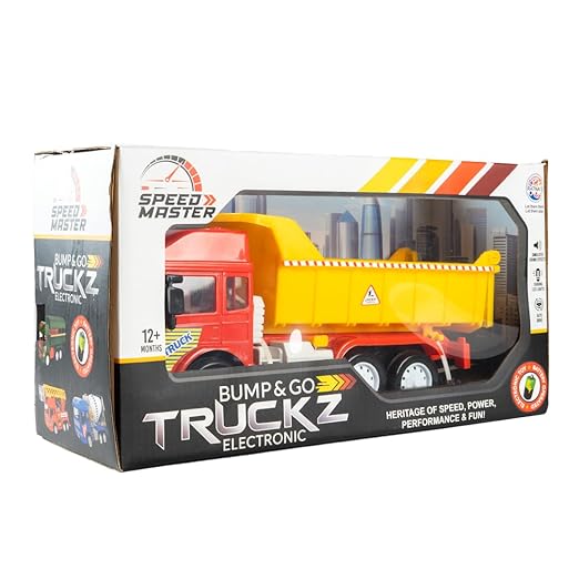 RATNA'S Electronic Dumper Truck Toy Self-Moving with Lights and Sounds 29 cm Big Size Plastic Construction Toy Vehicle for Kids to Play