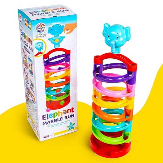 Ratna's Plus Elephant Marble Run Endless Rolling Fun Toy for Ages 6
