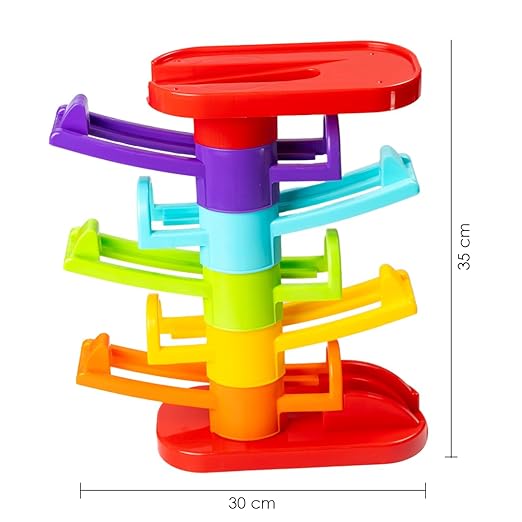 Ratna's Zoom & Boom 2-in-1 Montessori Activity Toy Set Containing Hammer Ball & Racing Tower Track with Stack Toy for Kids Ages 2 Years