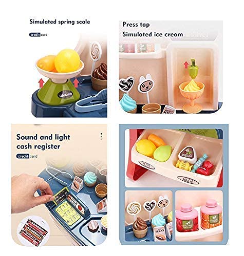 Mini Super Market - 33 Pieces with food shop & icecream shop with Sound Effect for Kids