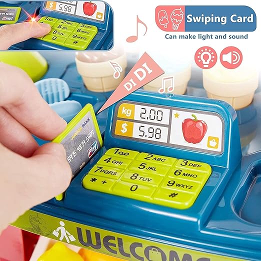 Mini Super Market - 33 Pieces with food shop & icecream shop with Sound Effect for Kids
