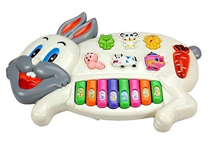 Musical Rabbit Piano Toy with Flashing Light & Sound for Kid Early Development Musical Toy