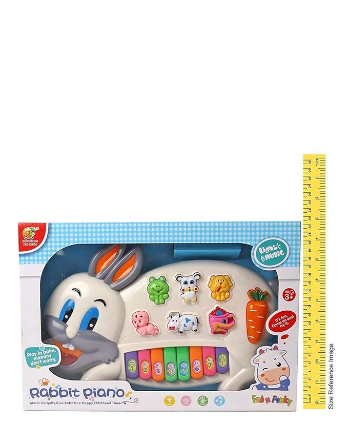 Musical Rabbit Piano Toy with Flashing Light & Sound for Kid Early Development Musical Toy